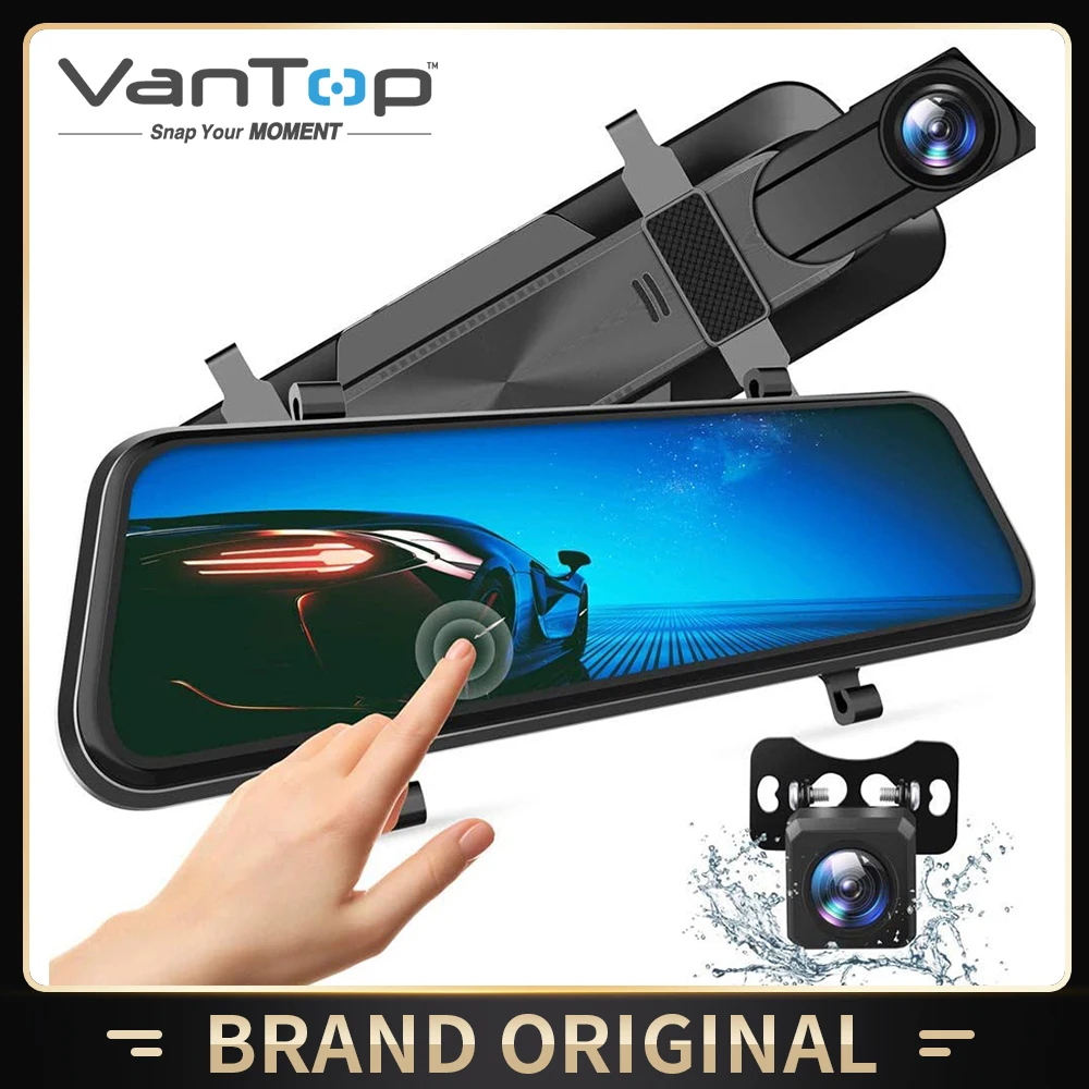 VanTop-Cámara de salpicadero HF10MQ de 10 y 2,5 K para coche, pantalla completamente táctil, resistente al agua, Monitor de estacionamiento, cámara para espejo retrovisor