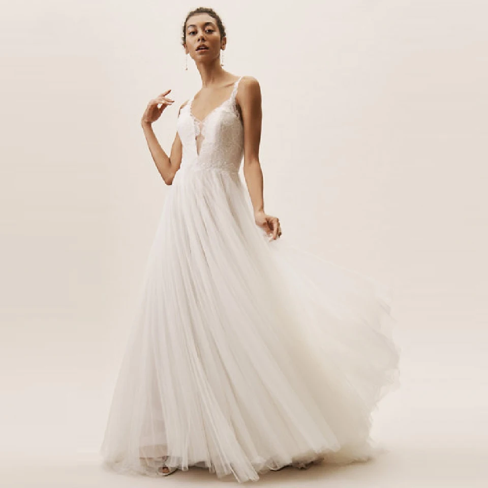 Vestido Novia 2019 свадебное платье в стиле бохо Пляжное с открытой спиной прозрачным