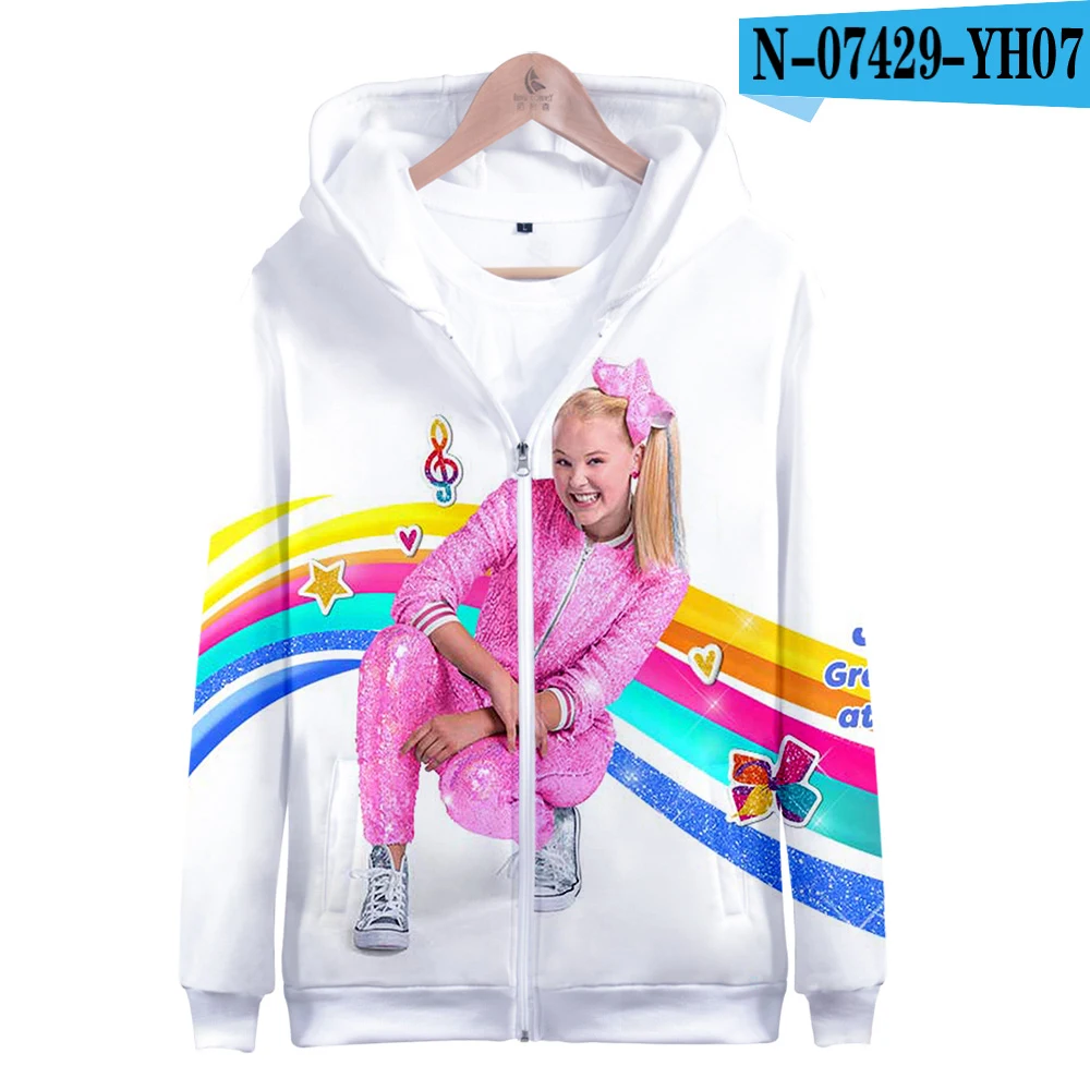 Новинка, толстовка на молнии JOJO SIWA, повседневные толстовки с капюшоном, новая модная крутая осенняя и весенняя Толстовка Highstreet - Цвет: 07