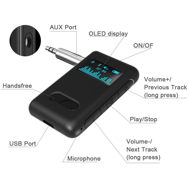2 in 1 Wireless Bluetooth 5 0 Receiver Transmitter Adapter 3 5mm Jack For Car Music Audio Aux A2dp Headphone Reciever Handsfree