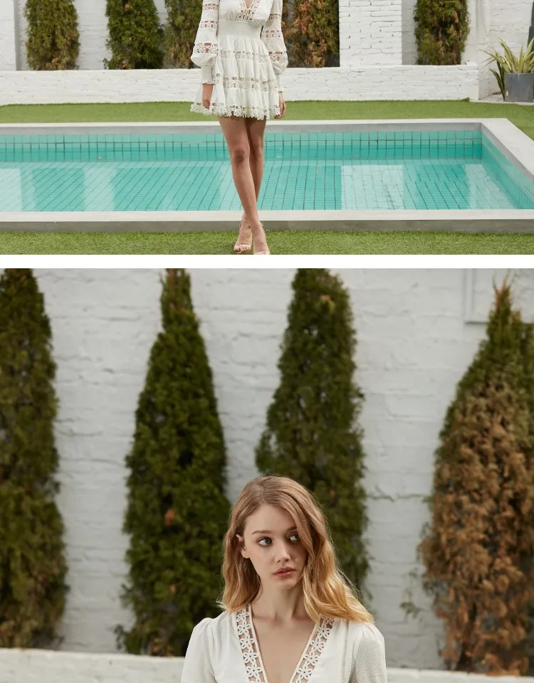 EASYSMALL, женское летнее платье, модное, сексуальное, высокого класса, Vestidos, вечерние, повседневные, кружевные, с высокой талией, с длинным рукавом, с v-образным вырезом, платья