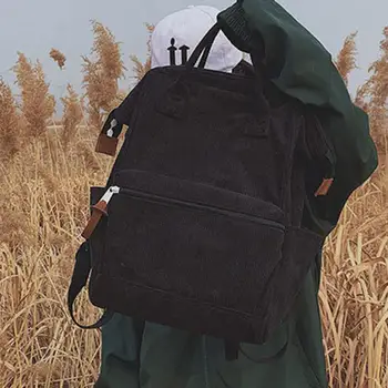

Portable Soft Fabric Corduroy Girls Teenagers Female Backpack Leisure Bag Handbag Rucksack Travel Backpack