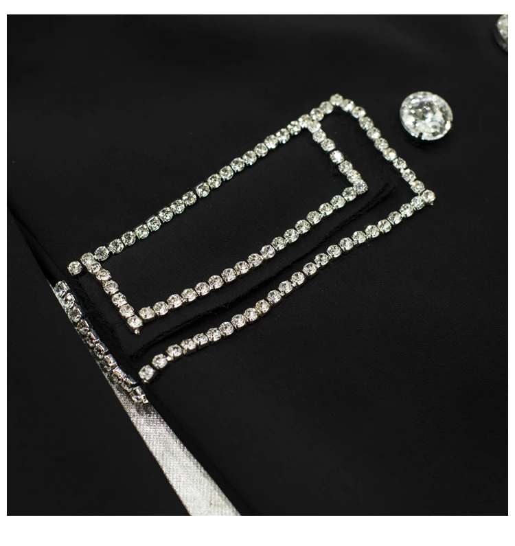 Black exquisite luxury heavy industry diamond trim design expensive girl Wind Suit JacketC8165