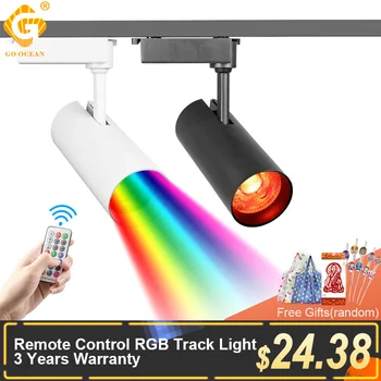 

Remote Control LED Track Lights RGB 18W 30W Decorative Shop Windows Showroom Exhibition Spotlight Ceiling Rail Light