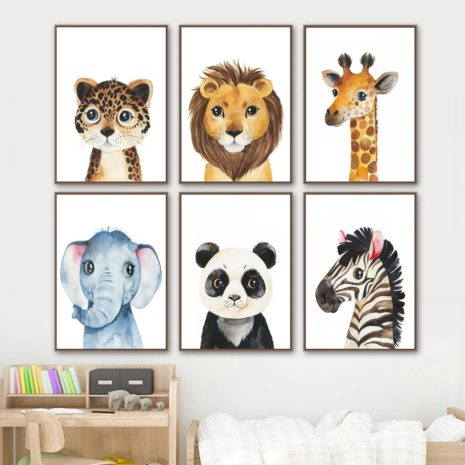 

Elephant Lion Giraffe Zebra Leopard Wall Art Canvas Painting Animal Nordic Posters And Prints Wall Pictures Baby Kids Room Decor