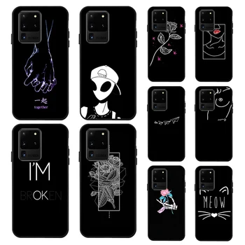 

3D DIY Painted Black Case For Samsung S20 Ultra Plus A51 A71 Cases Soft Phone Cover for Samsung Galaxy A50 A70 A40 Covers Bumper