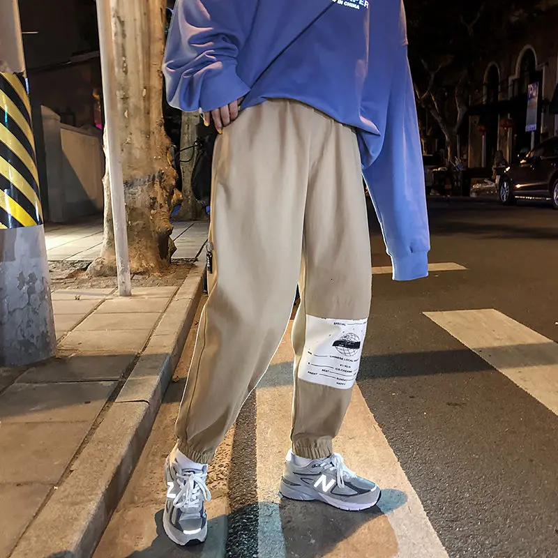 

Men's pants 2020 autumn new slim solid color Mosaic printing straight pants slacks casual personality youth men's wear