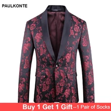 2019 autumn and winter new large size men's suit blazer high quality men's jacquard suit embroidery dress men's wild single West