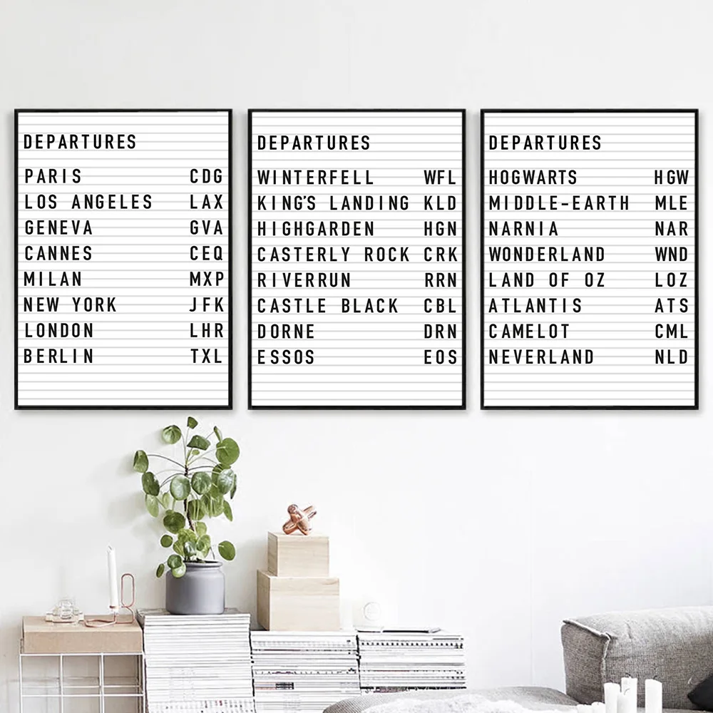 

Departures Country List Canvas Painting Paris New York Netherland Poster On The Wall For Living Room Can Be Customized Picture
