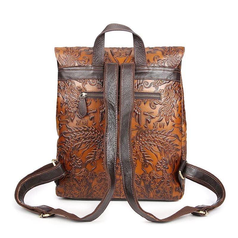

Origional Hand-rub Color Leather Backpack Cool Retro Casual WOMEN'S Bag Full-grain Leather Backpack