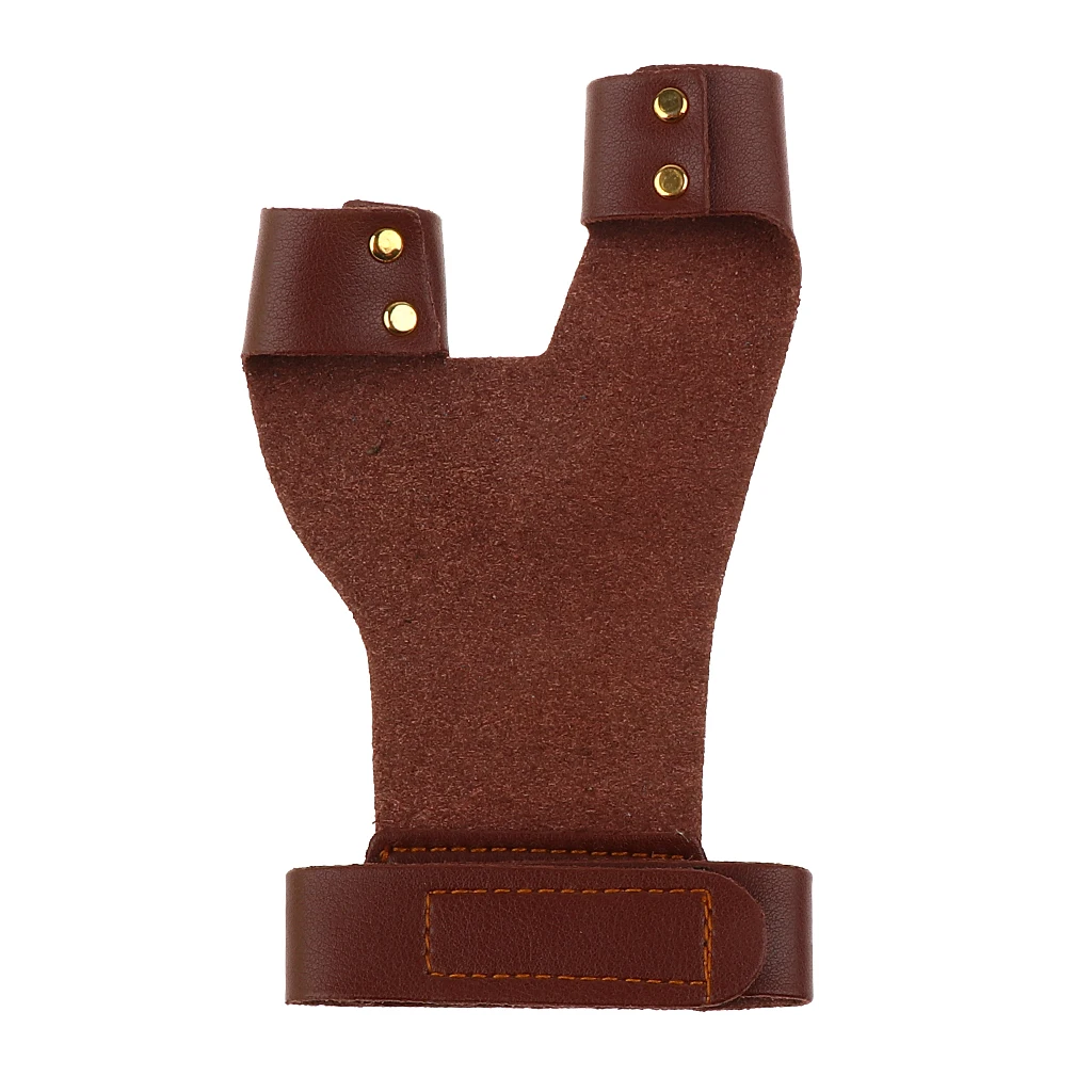 Longbow Bow-hand 2 Finger Glove Hand Protector Archery Hunting Guard Leather