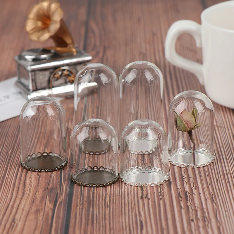 

New 25mm Dollhouse Glass Display Bell Jar with Base Glass Vials Pendant Glass Bottle Doll House Decoration Accessories