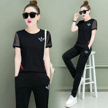 

Leisure suit dress trousers of fleece summer new fashion cultivate one's morality short sleeve movement running two-piece outfit