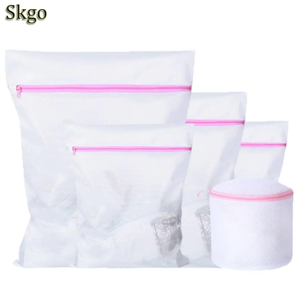 5pcs set thick net Комплект сумок на молнии для стирки белья, бюстгальтер, нижнее белье, сетчатый мешок для стирки одежды, чистые принадлежности - Цвет: 5pcs set thick net