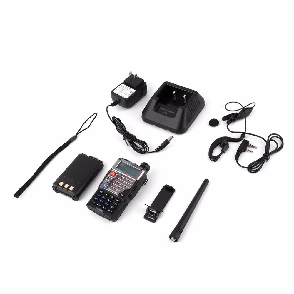 Baofeng BF-UV-5RE ЖК-дисплей батарея для рации Saver 5 Вт 128CH FM VOX DTMF двухстороннее радио США адаптер ЕС вилка с антенной