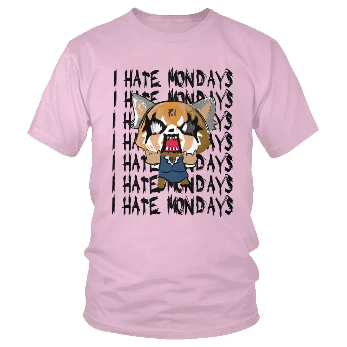 Мужская японская футболка Aggretsuko aggression Retsuko, уникальная футболка I Hate Mondays, хлопковая футболка с короткими рукавами, футболка с японским аниме, подарок - Цвет: Розовый