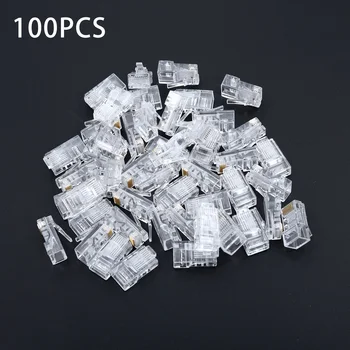 

100Pcs RJ45 Network Modular Plug 8P8C CAT5e Cable Connector End Pass Through new