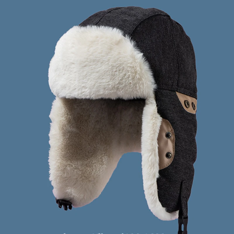 fur bomber hat mens HT3818 Bomber Hat Women Men Thick Warm Trapper Earflap Cap Rabbit Fur Russian Hat 2021 New Ski Russian Cap Winter Hat Ushanka men's bomber hats Bomber Hats