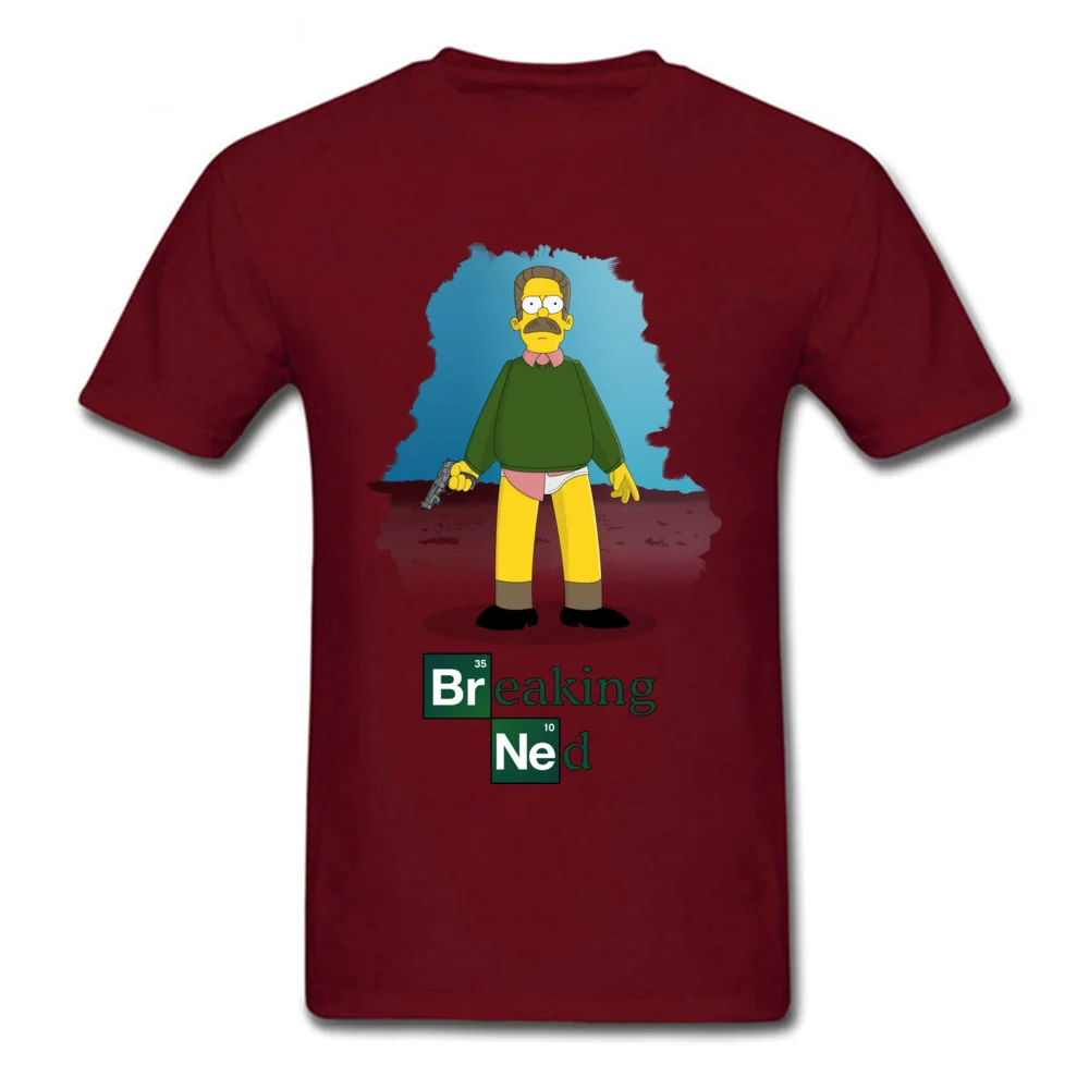 Breaking Ned 100% Cotton T Shirt for Men Casual Top T-shirts Cool Hot Sale Round Collar Sweatshirts Short Sleeve Breaking Ned maroon