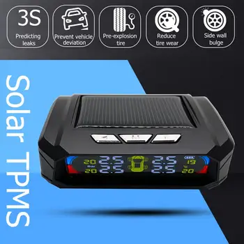 

LCD Solar Car TPMS Tire Pressure Monitor System with 4 External Sensorsyre Temp Alarm Large Capacity Battery