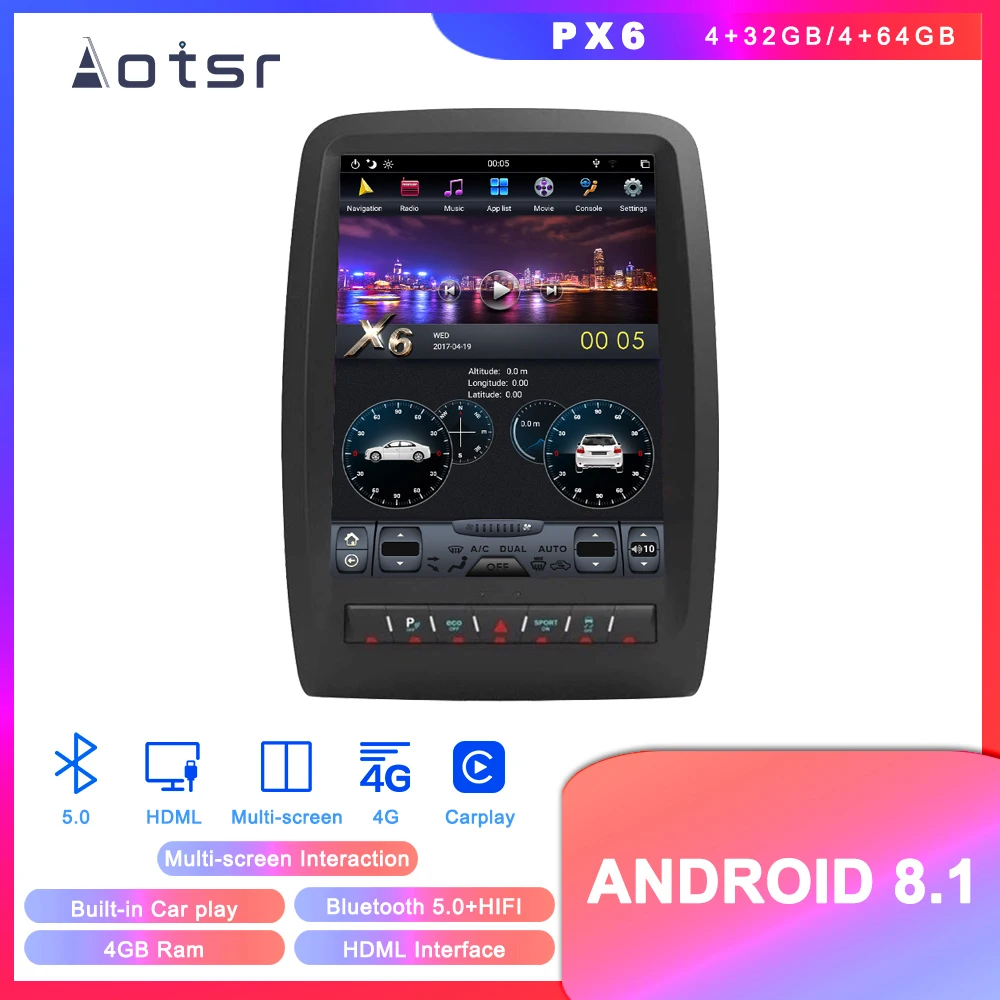 Автомобильный DVD плеер Tesla Styel Android 8 1 GPS навигация для Dodge Durango 2011 2018 вертикальный