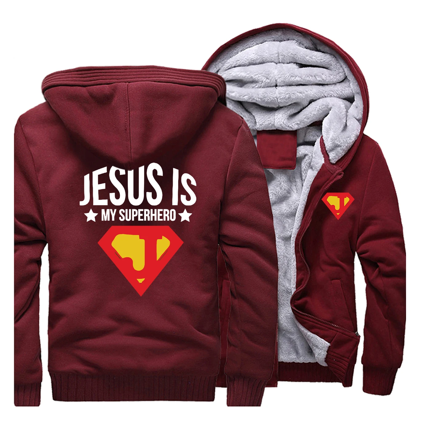 Jesus is my superhero, мужская уличная куртка с принтом,, зимнее флисовое теплое Мужское пальто в стиле хип-хоп, забавные мужские плотные толстовки с капюшоном, толстовка