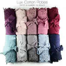 Свадебное однотонное хлопковое кимоно для невесты с кружевной отделкой, женский свадебный халат с коротким поясом, халат для невесты, халаты для подружки невесты