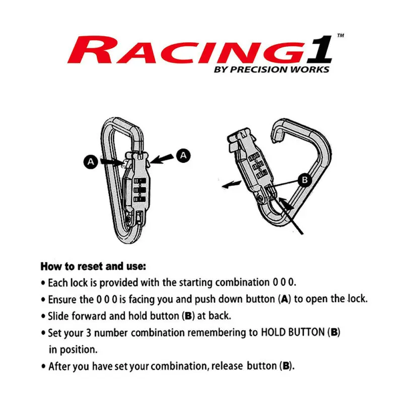 Motorcycle Helmet Lock& Black Tough Combination Universal Fit Bicycle Stroller PIN Locking Carabiner Device