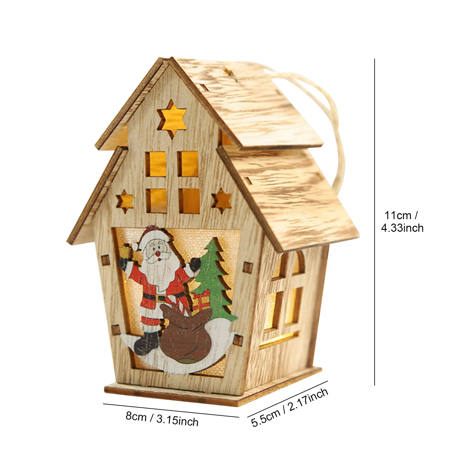 Behogar Merry Christmas Tree светодиодный светящийся деревянный дом подвесные украшения для дома Рождественский Navidad Kerst новогодний декор - Цвет: Style E