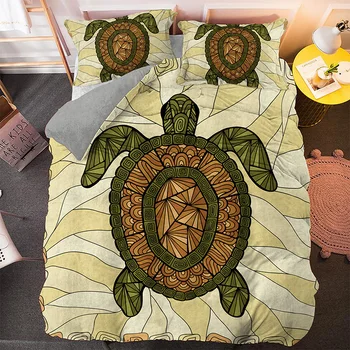 

Home Textile Cartoon Tortoise Printed Bedding Set Animal Duvet Cover Sets Bedclothes King Queen Full Size