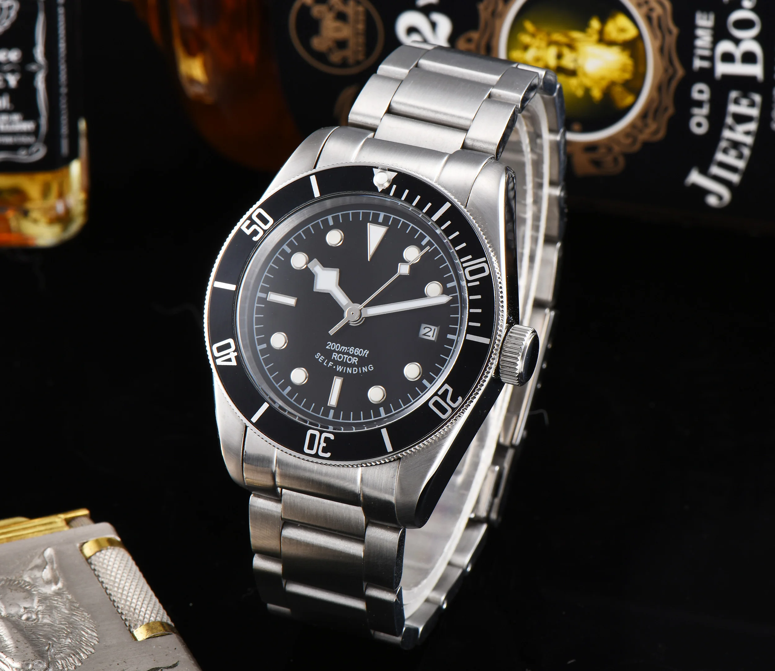 

41MM Corgeut luxury black bezel Luminous Sapphire Glass date luminescen Automatic Mens Watch. A13