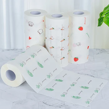 

Printed Kitchen Paper Towel Paper Disposable Dishcloth Oil Absorbing Paper Rolling Paper Random Color Home Kitchen Accessories