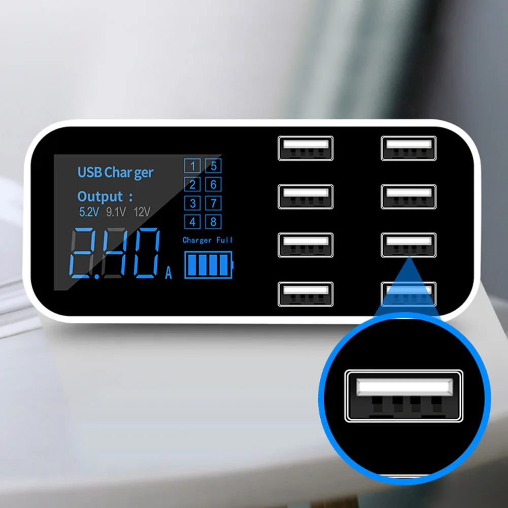 Автомобильное зарядное устройство Smart Digital display Mini 8 портов ABS Портативный Универсальный USB адаптер Быстрая зарядка безопасность рабочего стола путешествия