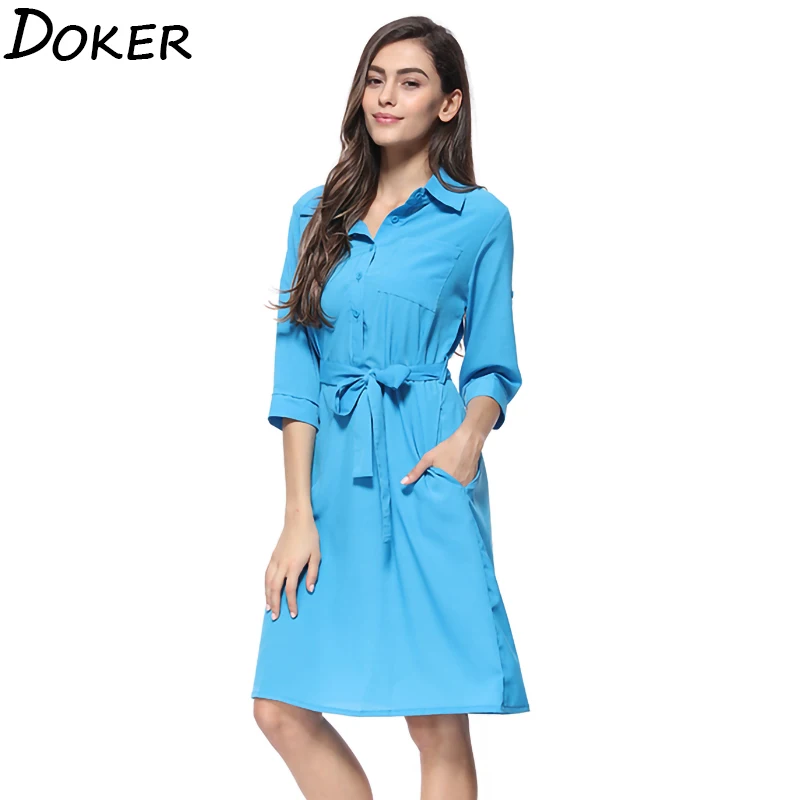 2020 летнее платье рубашка женское большого размера с отложным воротником и