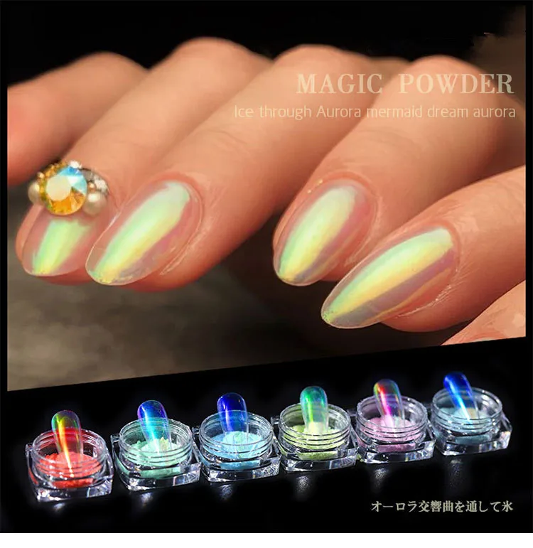 0.2g Nai Ice Transparent Glitter Powder Mirror Mermaid Pigment UV Gel Nail Polish Magic Dust Laser Nail Art Decorations