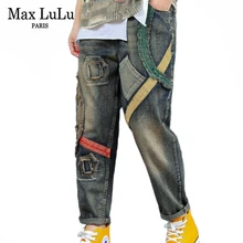 Max LuLu осенние модные корейские женские рваные джинсовые брюки женские полосатые рваные джинсы Винтажные эластичные шаровары большого размера