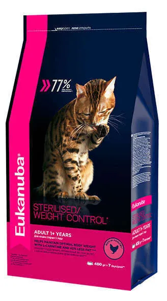 Корм для взрослых кошек Eukanuba Sterilised/Weight Control, 400г