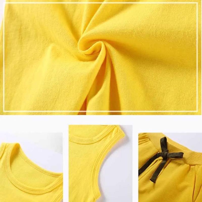 Kids Clothing Set Retail Kids Clothes Toddler Boys Solid Outfits Children Suit Summer Tees Suits Cotton Unisex Vest T-shirt + Shorts 2Pcs/Set 2-12