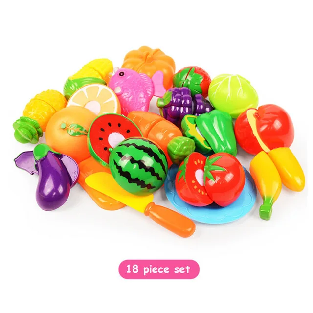 6/10/13/18 шт/20 штук/37 шт./компл. Ведение домашнего хозяйства игрушки Обучающие игрушки для ребенка цвет случайный surwish пластиковые фрукты и овощи игрушки для игры - Цвет: 18pcs