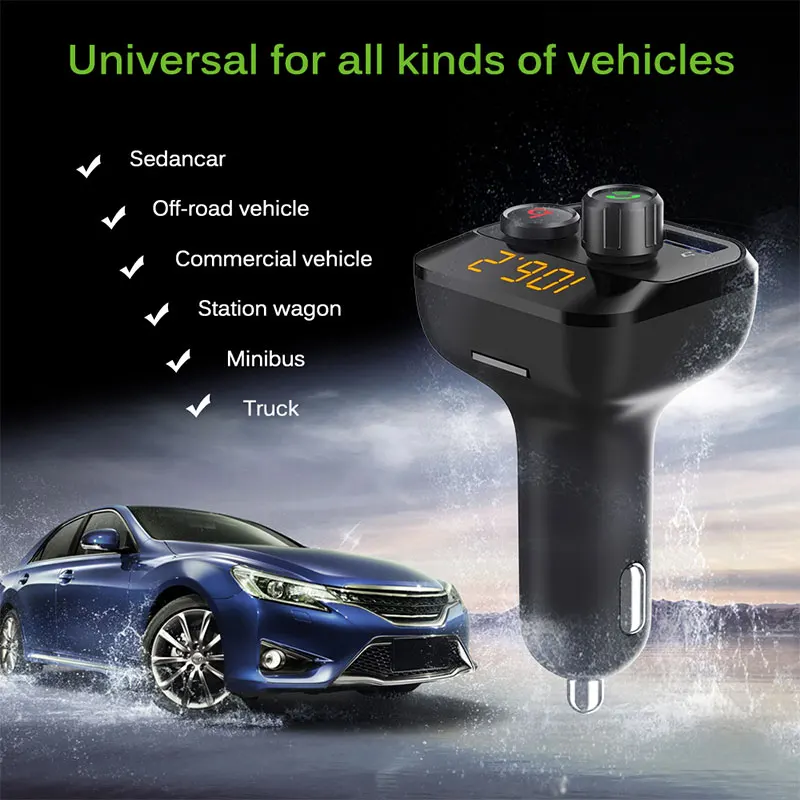 Умный Bluetooth fm-передатчик BT201D басовая Кнопка Handsfree зарядное устройство Bluetooth автомобильный комплект беспроводной двойной USB автомобильный Bluetooth