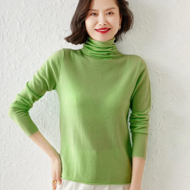 

Женский свитер с высоким воротником, повседневный вязаный теплый пуловер, Шерстяные Топы, 17 цветов, WF190, Осень-зима 2023