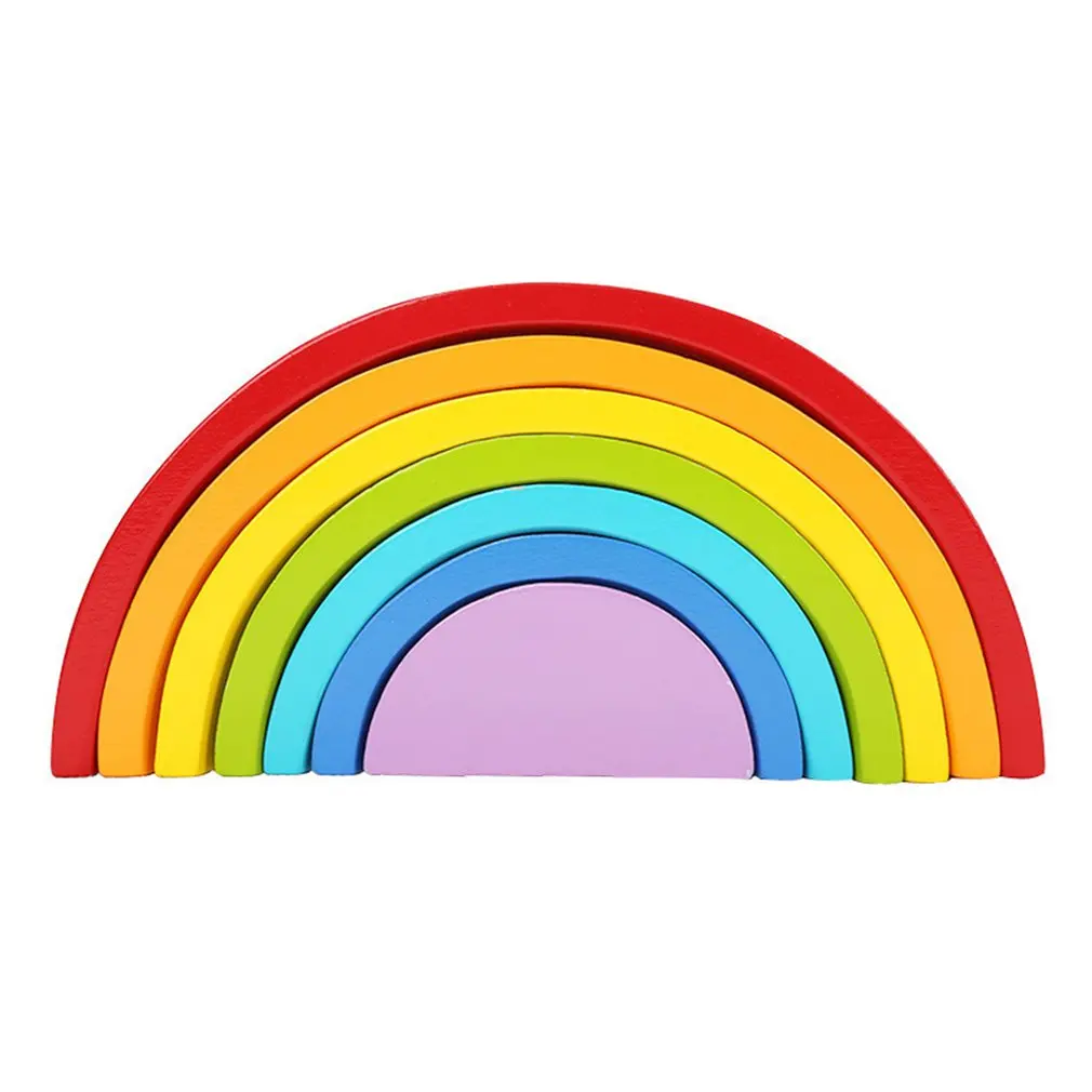 

Baby Toys Fun Wooden Arched Rainbow Blocks Set Children's Educational Early Education Creative Toys For 4-6 Years Old Gifts