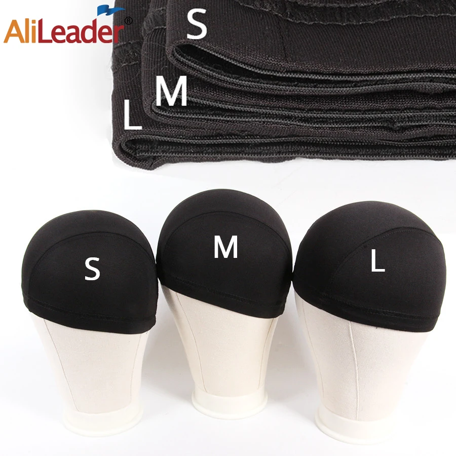 

AliLeader L/M/S Cheap Elastic Mesh Dome Wig Cap for Making Human Hair Wigs Beige Black Spandex Net Glueless Hairnets Wig Liner