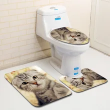 Милый животный узор Коврик для ванной комнаты горшок набор из трех предметов
