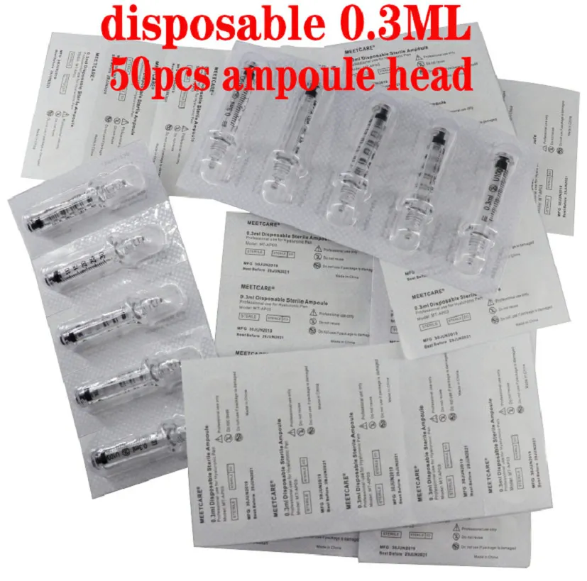 0.3ML 50pcs head 0,3 мл регулируемая гиалуроновая ручка с гиалуроновой ручкой высокого давления пистолет для против морщин губ лифтинг распылитель кожи инъекции машина - Номер модели: 0.3ML 50pcs head