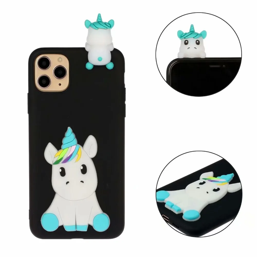 Для iPhone 11 Pro XS Max XR X 6S 7 8 Plus чехол 3D единорог Capinha Funda женский Мягкий силиконовый чехол
