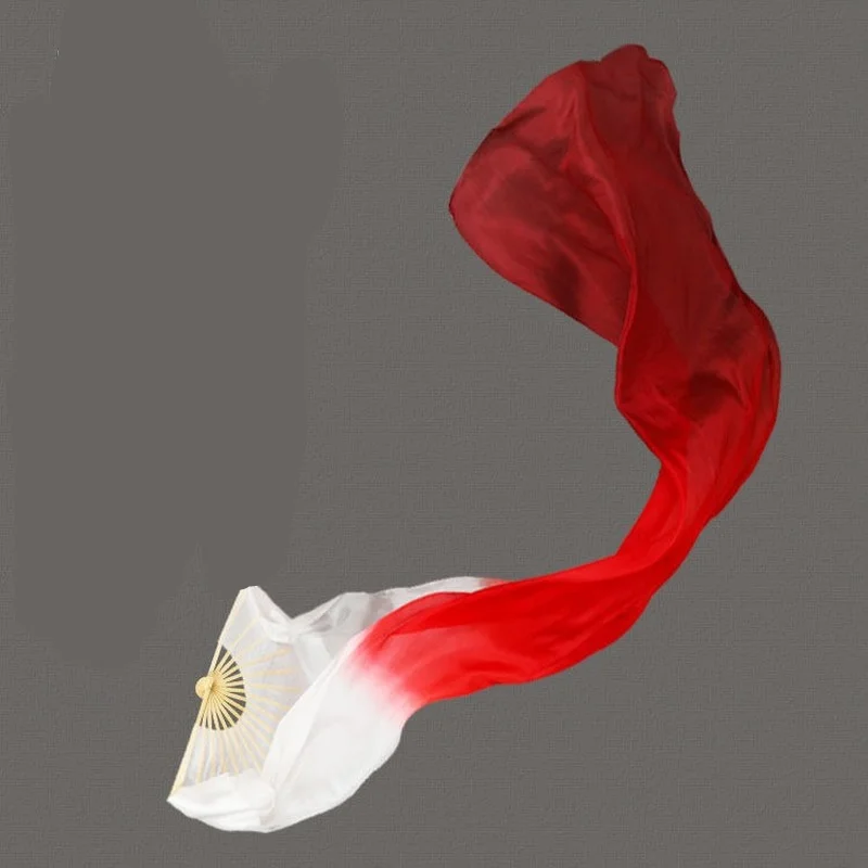 Бамбуковый веер для народного китайского танца живота с белым и красным