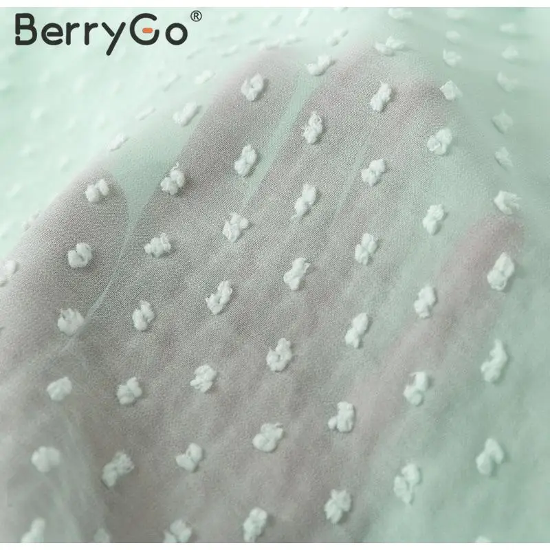 BerryGo Elegant floral embroidery blouse shirt women Streetwear chiffon ladies blouses Turtleneck puff sleeve female  blouse top
