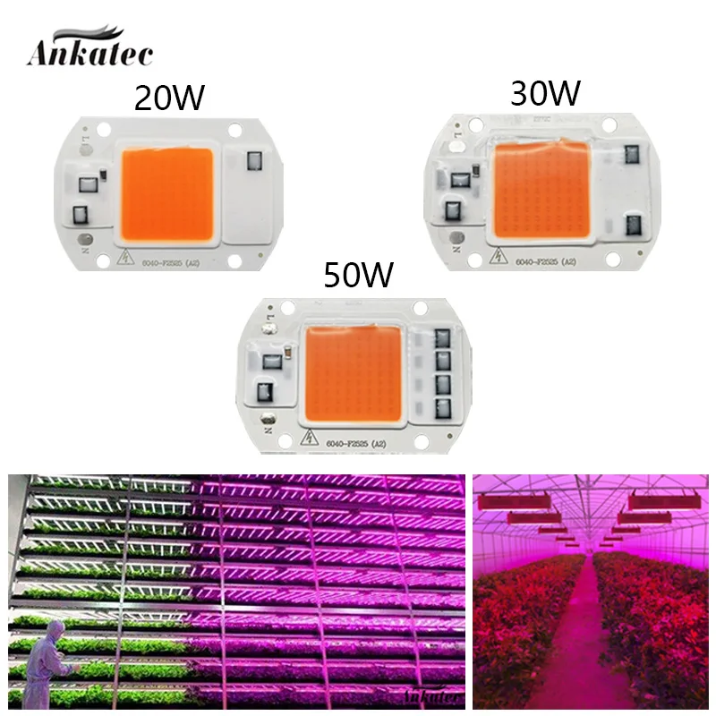Светодиодная лампа для выращивания растений COB chip полный спектр AC 220V 110V 20W 30W 50W