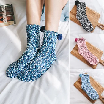 

Fall / Winter Warm Socks Coral Fleece Sweet Colorful Female Casual Socks Home Socks Cake Sleep Socks LL@17